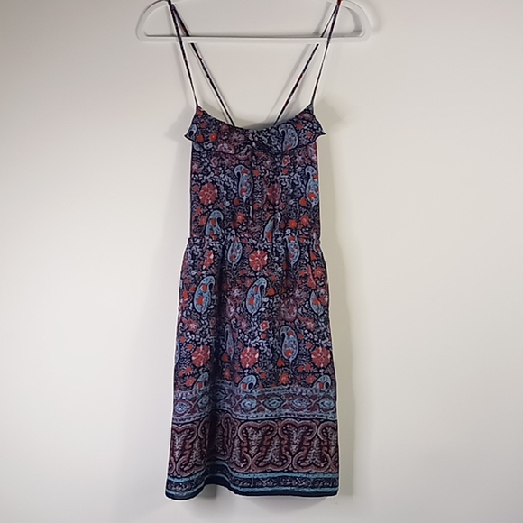 American Eagle Outfitters Navy/ Paisley Print Sleeveless Sheer Dress Size S/P - Picture 7 of 16